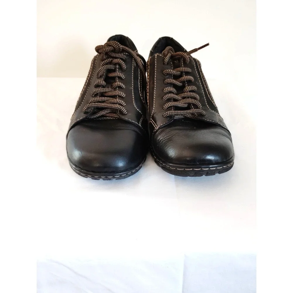 Born Nigel Men'9.5 Black Leather Lace Up Streetwear Biker Casual Oxford Shoes